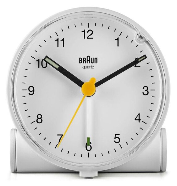 Braun BC01W White Orologio Analogico Quarzo Sveglia Crescendo Snooze Luce Lancette Punta Luminosa