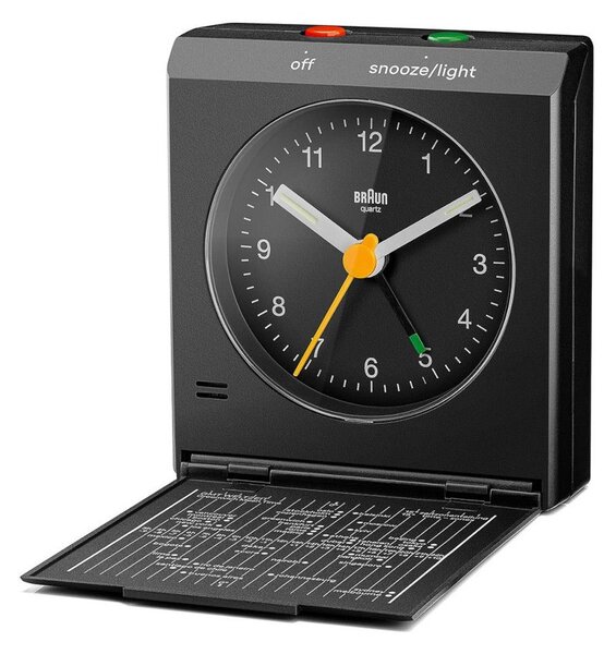 Braun BC05B Black Orologio Analogico Quarzo Sveglia Crescendo Snooze Luce Lancette Punta Luminosa Coperchio