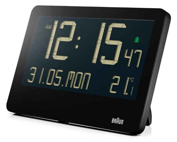 Braun BC14B Black Orologio da Parete Tavolo Digitale LCD Calendario Temperatura Sveglia Crescendo