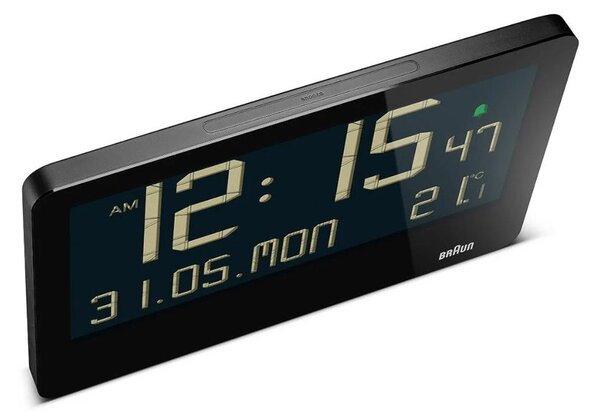 Braun BC14B Black Orologio da Parete Tavolo Digitale LCD Calendario Temperatura Sveglia Crescendo