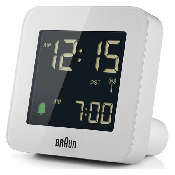Braun BC09W-DCF White Orologio Digitale LCD RadioControllato Sveglia Crescendo Snooze Luce