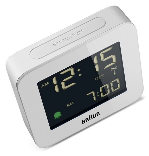 Braun BC09W-DCF White Orologio Digitale LCD RadioControllato Sveglia Crescendo Snooze Luce