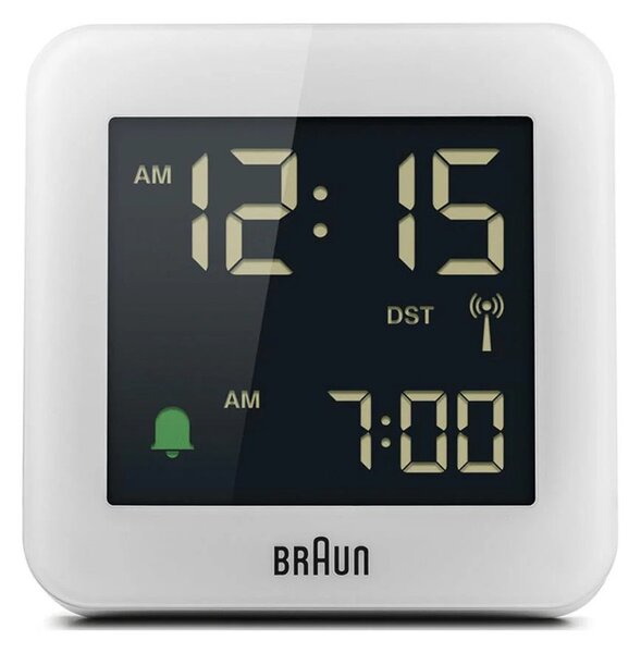 Braun BC09W-DCF White Orologio Digitale LCD RadioControllato Sveglia Crescendo Snooze Luce