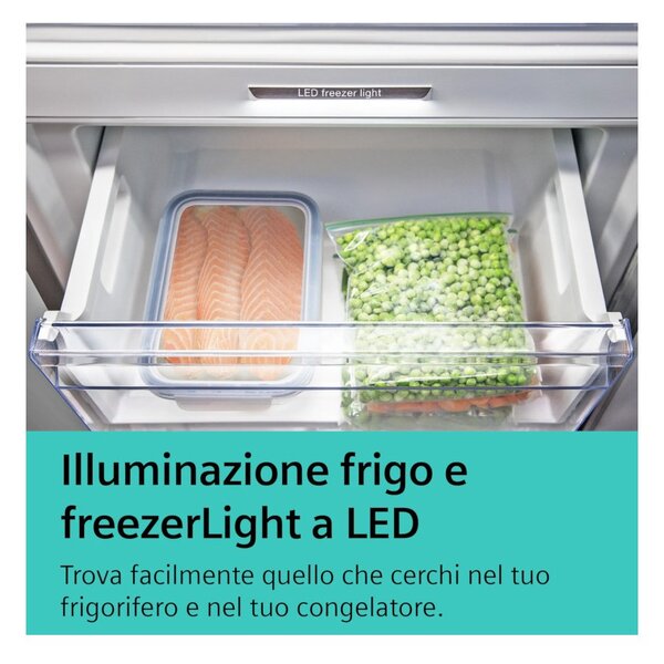 Siemens KG39NAICT Inox Frigorifero Combinato 203x60 NoFrost 2x hyperFresh Metal Backwall Display HC Maniglie iQ500
