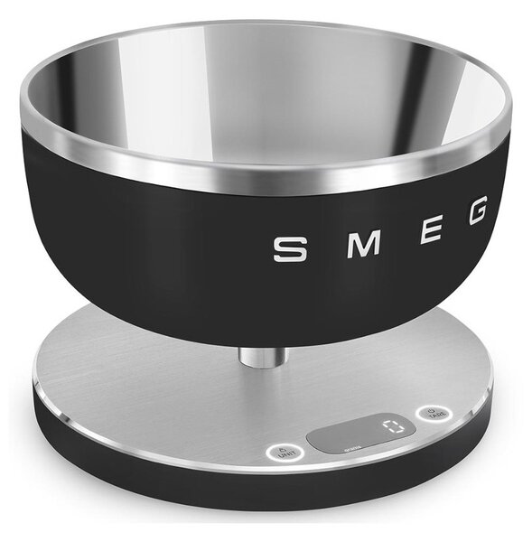 Smeg KSC01BLMWW Nero Opaco 50's Style Bilancia da Cucina Digitale 1gr 5Kg 4 Unità Misura Ricaricabile