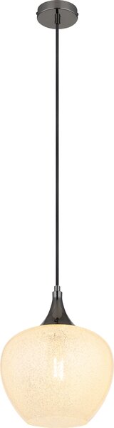 Lampada a sospensione Globo Lighting, struttura in metallo nero e cromato, vetro trasparente, cristalli in acrilico trasparente, cavo in PVC trasparente, altezza regolabile, diametro: 240 mm, altezza: 1200 mm, esclusa lampadina: 1 x E27, 40W, 230V