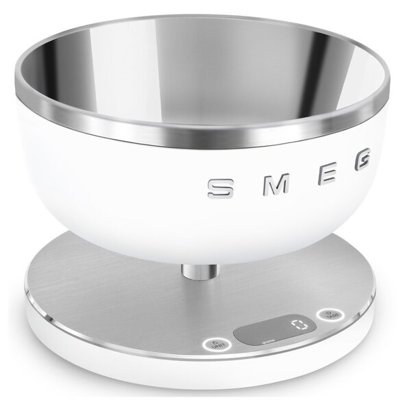 Smeg KSC01WHMWW Bianco Opaco 50's Style Bilancia da Cucina Digitale 1gr 5Kg 4 Unità Misura Ricaricabile