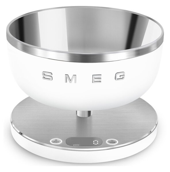 Smeg KSC01WHMWW Bianco Opaco 50's Style Bilancia da Cucina Digitale 1gr 5Kg 4 Unità Misura Ricaricabile