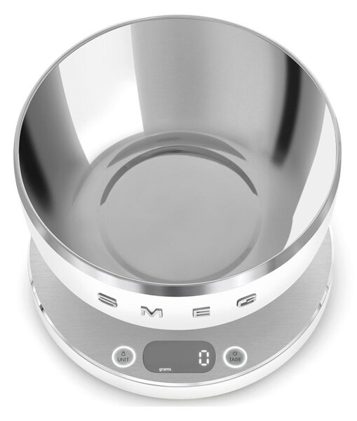 Smeg KSC01WHMWW Bianco Opaco 50's Style Bilancia da Cucina Digitale 1gr 5Kg 4 Unità Misura Ricaricabile
