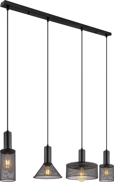 Globo Lighting lampada a sospensione in metallo nero opaco, 4x E27