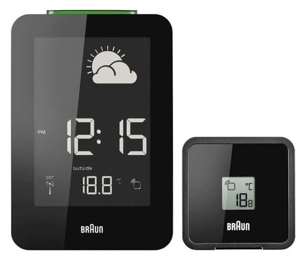 Braun BNC013BK-RC Black Orologio Digitale RadioControllato Stazione Meteo Temperatura Umidità SensEsterno Sveglia Snooze