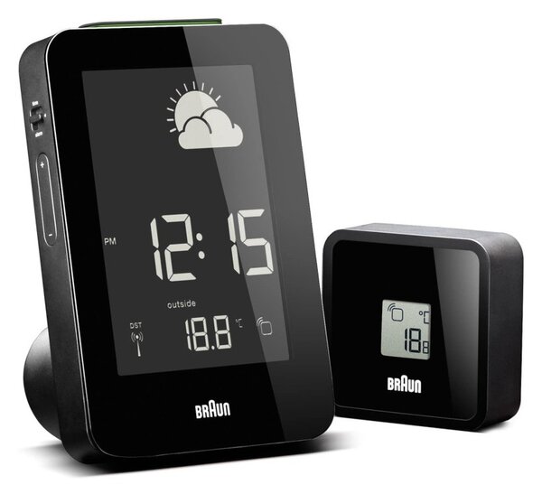 Braun BNC013BK-RC Black Orologio Digitale RadioControllato Stazione Meteo Temperatura Umidità SensEsterno Sveglia Snooze