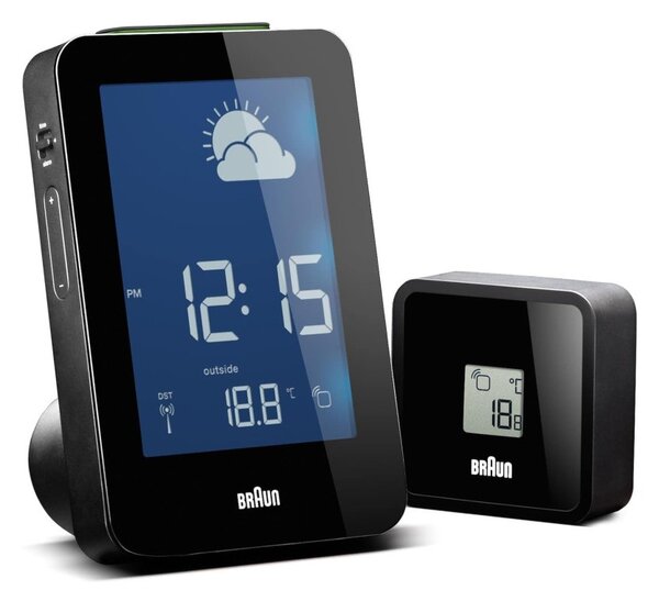 Braun BNC013BK-RC Black Orologio Digitale RadioControllato Stazione Meteo Temperatura Umidità SensEsterno Sveglia Snooze