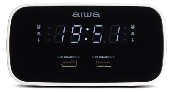 Aiwa CRU-19BK Black Radiosveglia FM Aux In 2x USB-CaricaTelefono 2x Sveglia Snooze Sleep