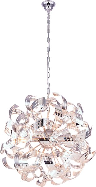 Lampada a sospensione, cromata, altezza 125 cm, modello FALLA