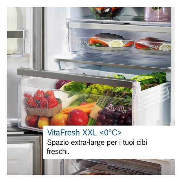 Bosch KGN39AIAU Inox Frigorifero Combinato 203x60 NoFrost VitaFresh 0°C Inverter Silent 29dB Maniglie Serie6