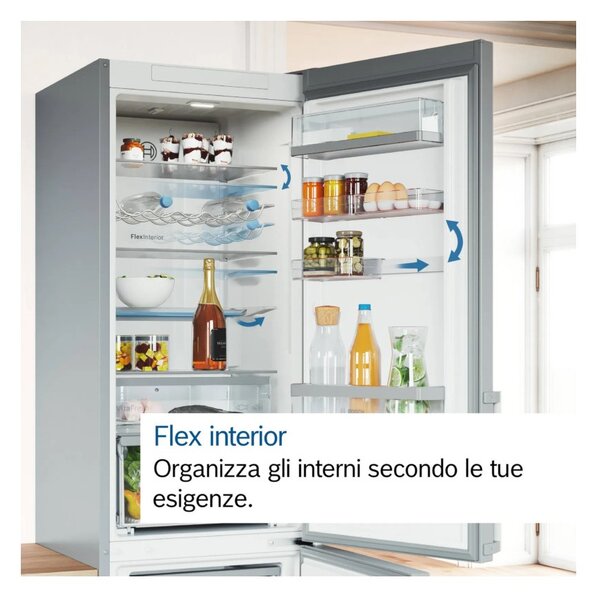 Bosch KGN39AIAU Inox Frigorifero Combinato 203x60 NoFrost VitaFresh 0°C Inverter Silent 29dB Maniglie Serie6