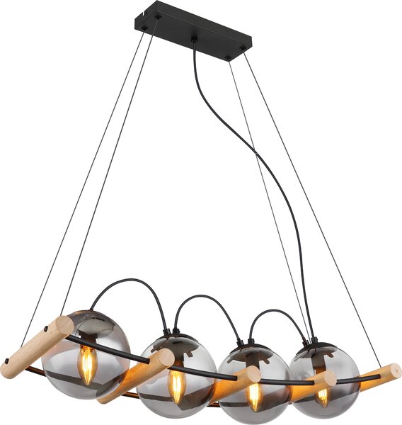 Globo Lighting lampada a sospensione in metallo nero opaco, 4x E27