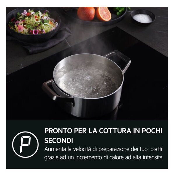 AEG OIO64A00FB Black Piano Cottura Induzione PowerBoost DirekTouch Timer Foro Incasso 56x49cm