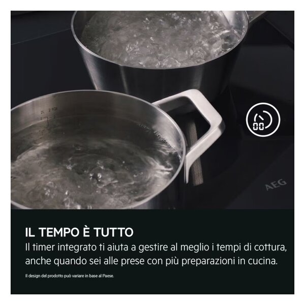 AEG OIO64A00FB Black Piano Cottura Induzione PowerBoost DirekTouch Timer Foro Incasso 56x49cm