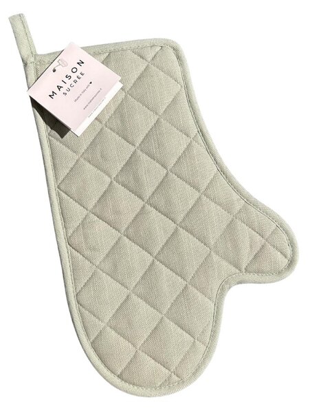 Maison Sucrée Guanto Forno Trapuntato Essenziale var.08 Salvia 18x32cm Misto Lino