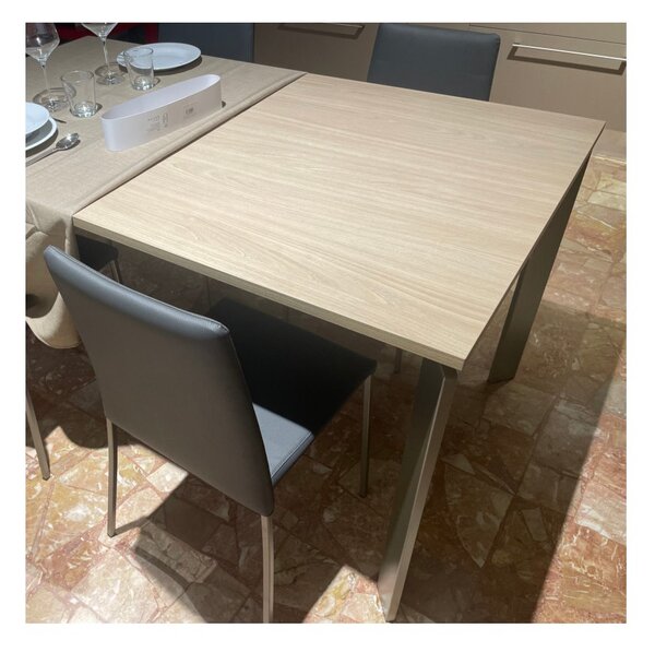 Mobilegno Tavolo Chiara 160-210-260x90 Allungabile Piano Rovere Corteccia Struttura Verniciato Tipo Inox