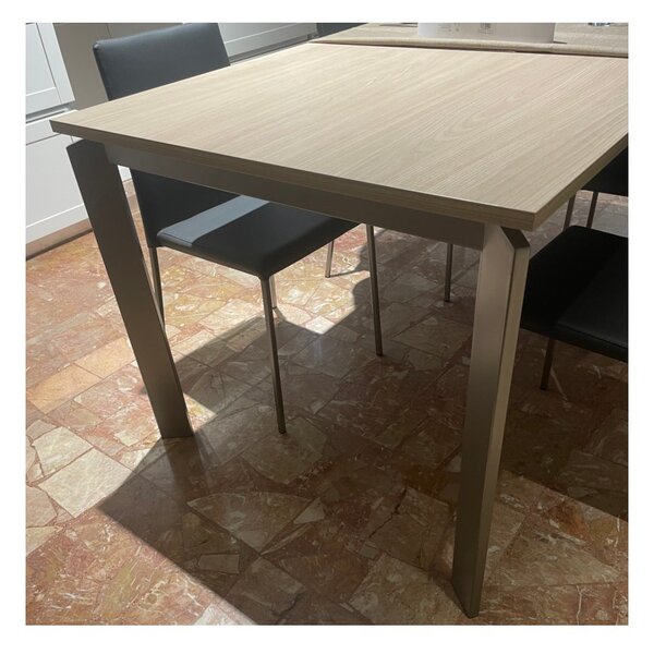 Mobilegno Tavolo Chiara 160-210-260x90 Allungabile Piano Rovere Corteccia Struttura Verniciato Tipo Inox