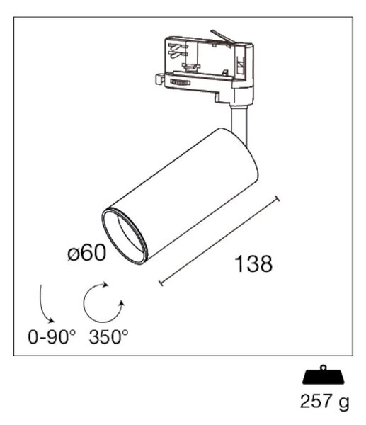 Century RGTNE-GU10 Black Regia Shop GU10 Faretto Orientabile con Portalampada GU10 per Binario Serie Track Light