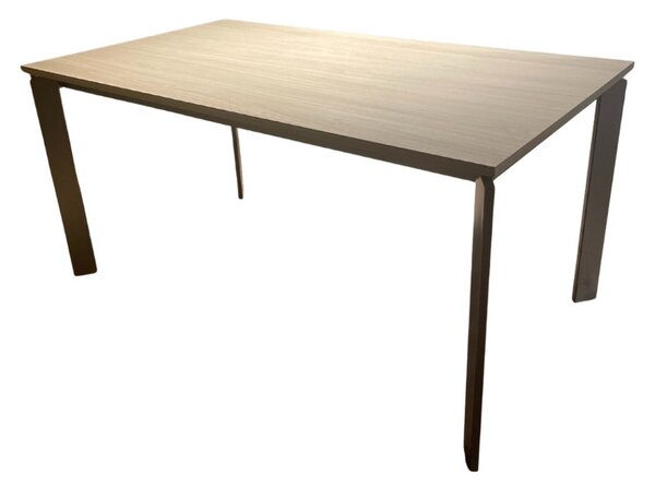 Mobilegno Tavolo Chiara 160-210-260x90 Allungabile Piano Rovere Corteccia Struttura Verniciato Tipo Inox