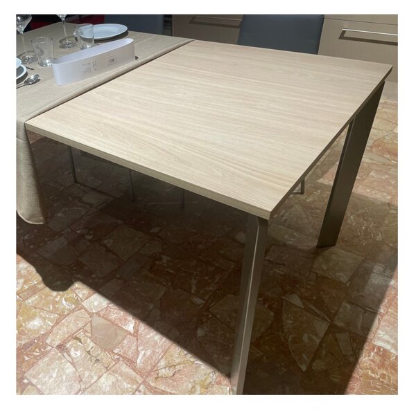 Mobilegno Tavolo Chiara 160-210-260x90 Allungabile Piano Rovere Corteccia Struttura Verniciato Tipo Inox