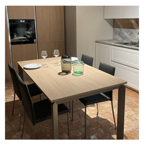 Mobilegno Tavolo Chiara 160-210-260x90 Allungabile Piano Rovere Corteccia Struttura Verniciato Tipo Inox
