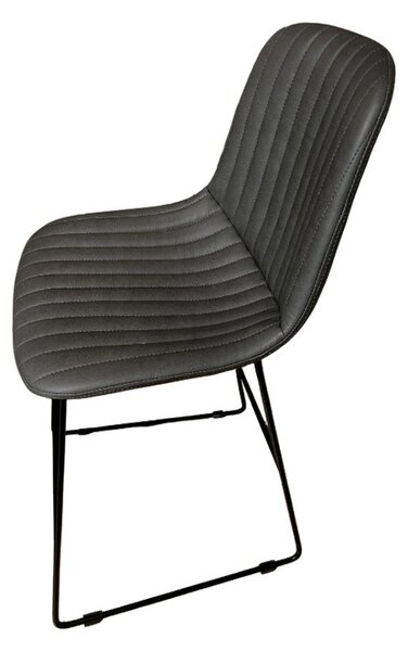Mobilegno Sgabello Alto Cinquecento Ecopelle Grigio Scuro Struttura Verniciato Nero