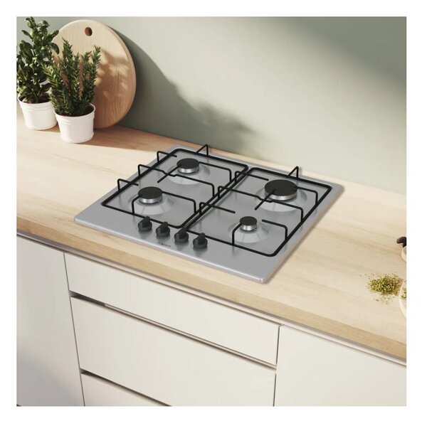 Bosch PGP6B5K85 Inox Piano Cottura Gas 60cm Comandi Frontali Sicurezza Fuochi Serie4