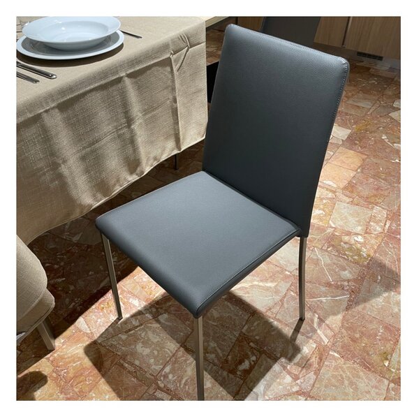 Mobilegno Sedia Gaia Ecopelle Grigio Scuro Struttura Verniciato Tipo Inox