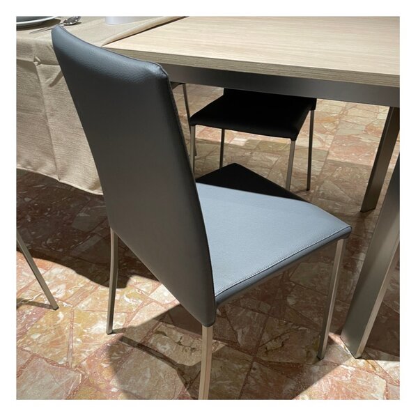 Mobilegno Sedia Gaia Ecopelle Grigio Scuro Struttura Verniciato Tipo Inox