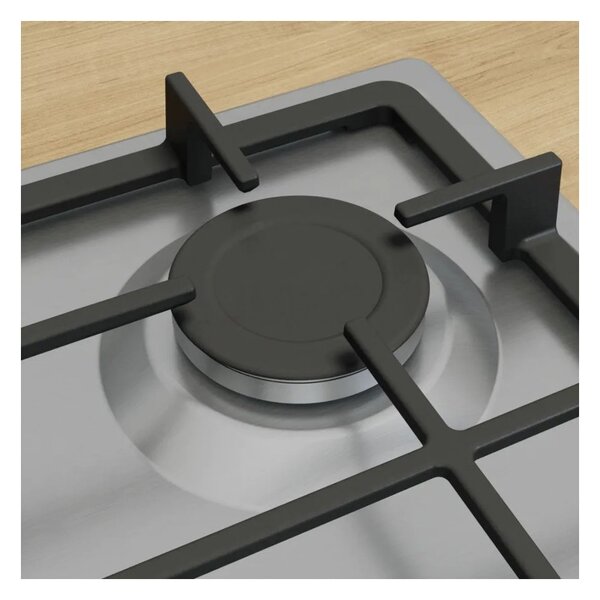 Bosch PGP6B5K90 Inox Piano Cottura Gas 60cm Comandi Frontali Sicurezza Fuochi Griglie Ghisa Serie4