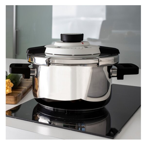 Barazzoni Facile Dual System 4,5L 22cm Inox Pentola a Pressione Meccanismo a Ganascia 4 Valvole 2 Pressioni Fondo Triplen