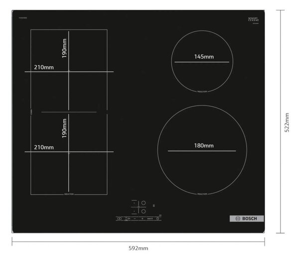 Bosch PVS61RBB5E Piano Cottura Induzione 60cm 4 Zone 1 combiZone PowerBoost Timer Serie4