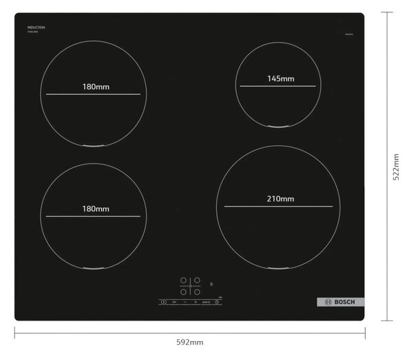 Bosch PUE611BB5E Piano Cottura Induzione 60cm 4 Zone PowerBoost touchControl Timer Serie4