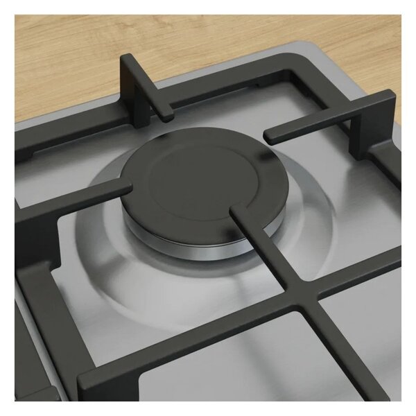Bosch PGQ7B5K90 Inox Piano Cottura Gas 75cm 5 Fuochi Bruciatore turboWok Griglie Ghisa Serie4