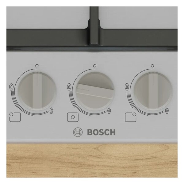 Bosch PGQ7B5K90 Inox Piano Cottura Gas 75cm 5 Fuochi Bruciatore turboWok Griglie Ghisa Serie4