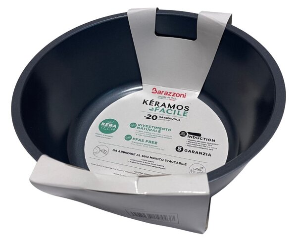 Barazzoni Keramos Facile Casseruola 2,4L 20cm Ceramica Alluminio Manico Separato Optional Funziona su Gas Elettrico Induzione