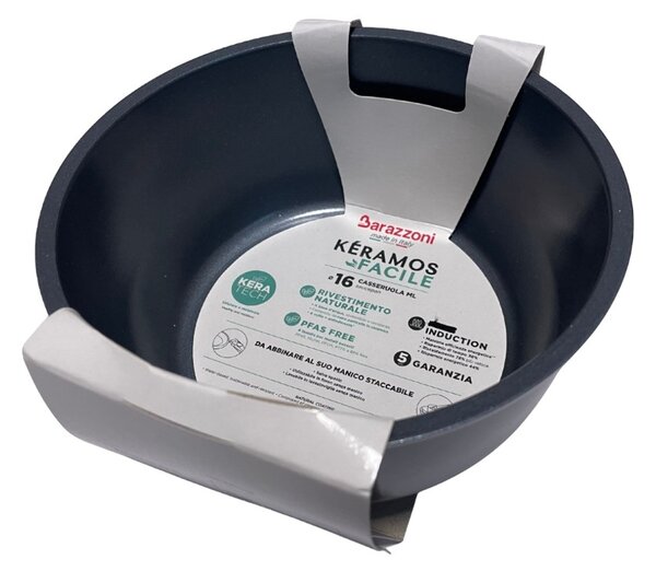 Barazzoni Keramos Facile Casseruola 1,4L 16cm Ceramica Alluminio Manico Separato Optional Funziona su Gas Elettrico Induzione