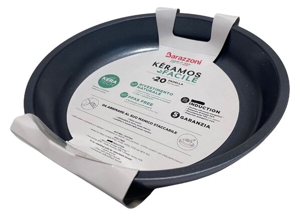 Barazzoni Keramos Facile Padella 1,1L 20cm Ceramica Alluminio Manico Staccabile Optional Funziona su Gas Elettrico Induzione