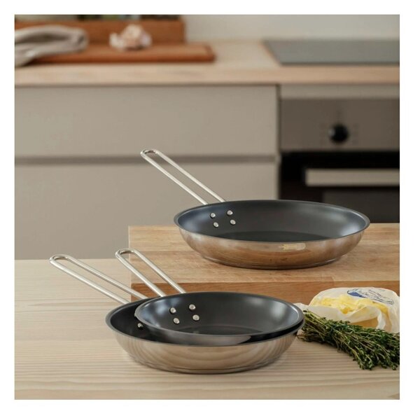 Eva Solo Padella 28cm Laser Titanium Inox Riciclato 90% Slip-Let Antiaderente x Gas Elettrico Induzione Forno