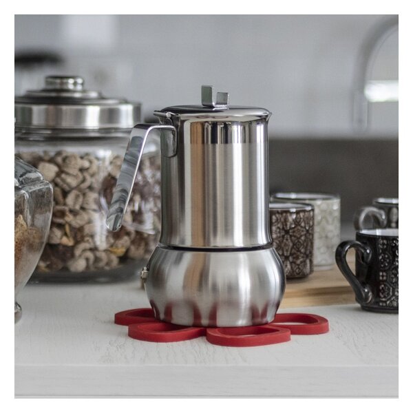 Barazzoni CaffeTummy Inox 4 Tazze 2 con Riduttore Diametro 10,4cm per Piani Induzione Gas Elettrico