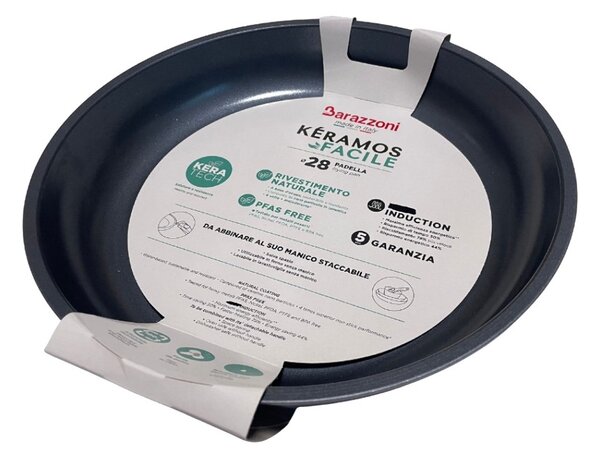 Barazzoni Keramos Facile Padella 2,6L 28cm Ceramica Alluminio Manico Staccabile Optional Funziona su Gas Elettrico Induzione