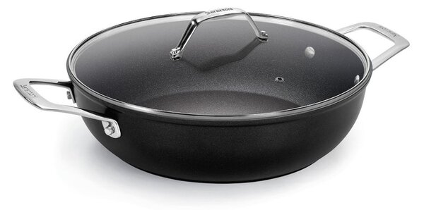 Barazzoni Black Titan Pro Tegame 28cm 4,1L Alluminio Rivestitimento Antiaderente 5 Strati Coperchio Gas Elettrico Induzione