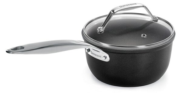 Barazzoni Black Titan Pro Casseruola 16cm 1,4L Alluminio Rivestitimento Antiaderente 5 Strati Coperchio Gas Elettrico Induzione