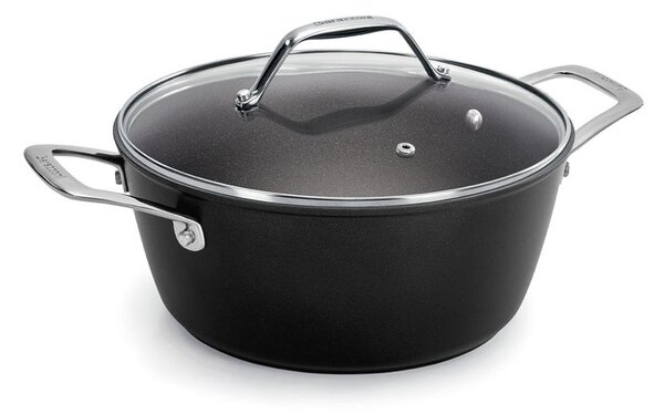 Barazzoni Black Titan Pro Casseruola 20cm 2,4L Alluminio Rivestitimento Antiaderente 5 Strati Coperchio Gas Elettrico Induzione